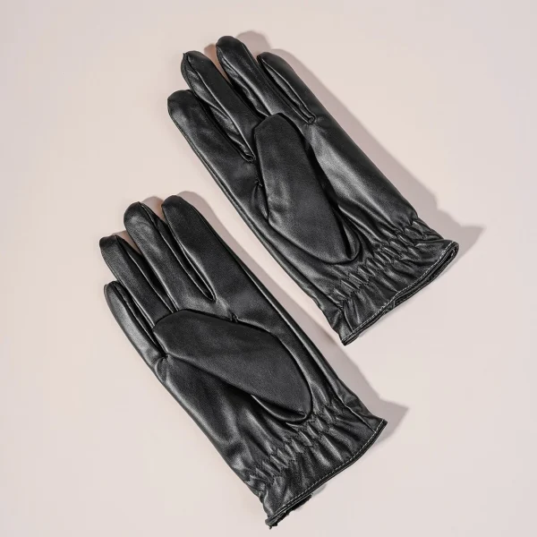 Ανδρικά δερμάτινα γάντια μαύρα με εσωτερική επένδυση
