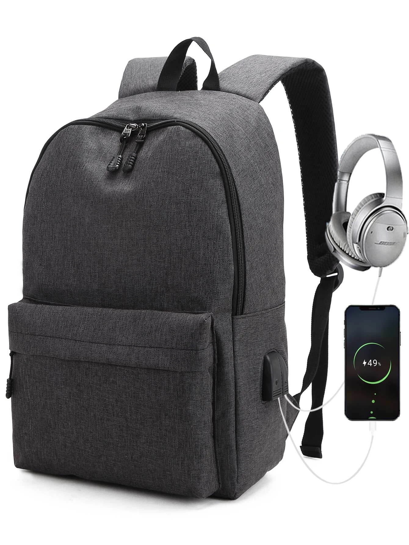 Ανδρική τσάντα backpack με θυρα usb σκούρο γκρί