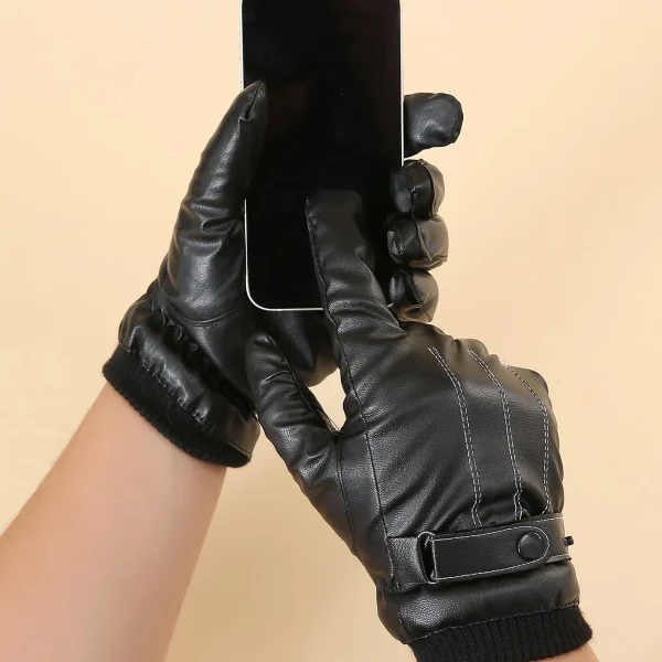 Ανδρικά δερμάτινα γάντια με λουράκι - touch