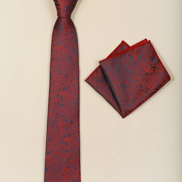 Σετ επίσημη στενή γραβάτα midnight red