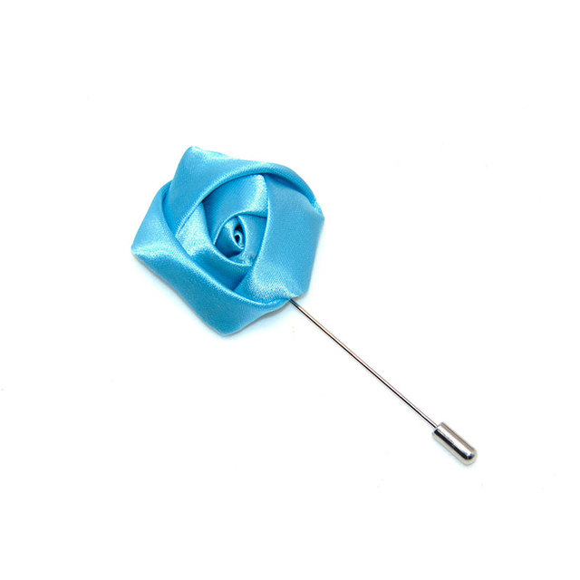 Ανδρική καρφίτσα πέτου υφασμάτινο λουλούδι γαλάζιο