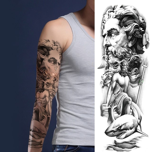 Ανδρικό αδιάβροχο προσωρινό τατουάζ μανίκι Ποσειδώνας
