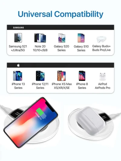 Ασύρματος φορτιστής συμβατός με Samsung - Apple