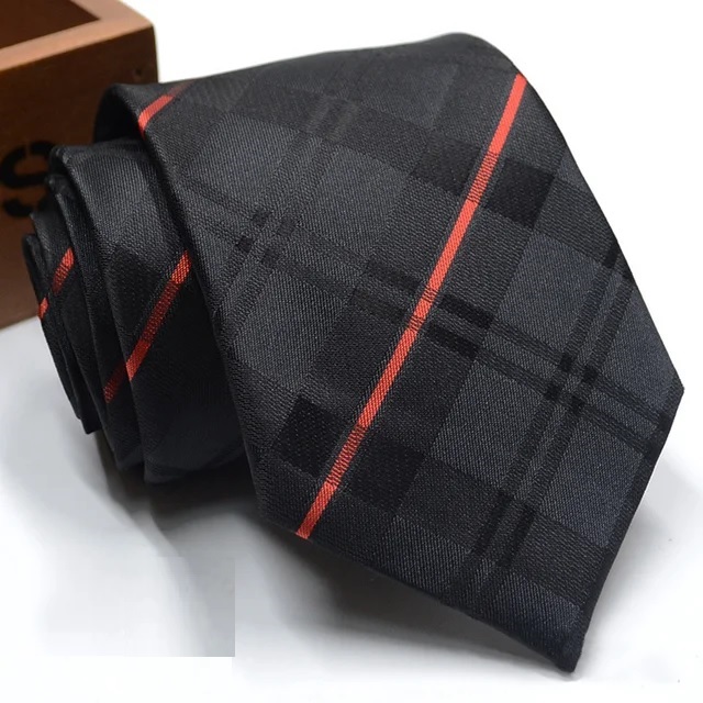 Πολυτελής ανδρική γραβάτα μαύρο κόκκινη ρίγα