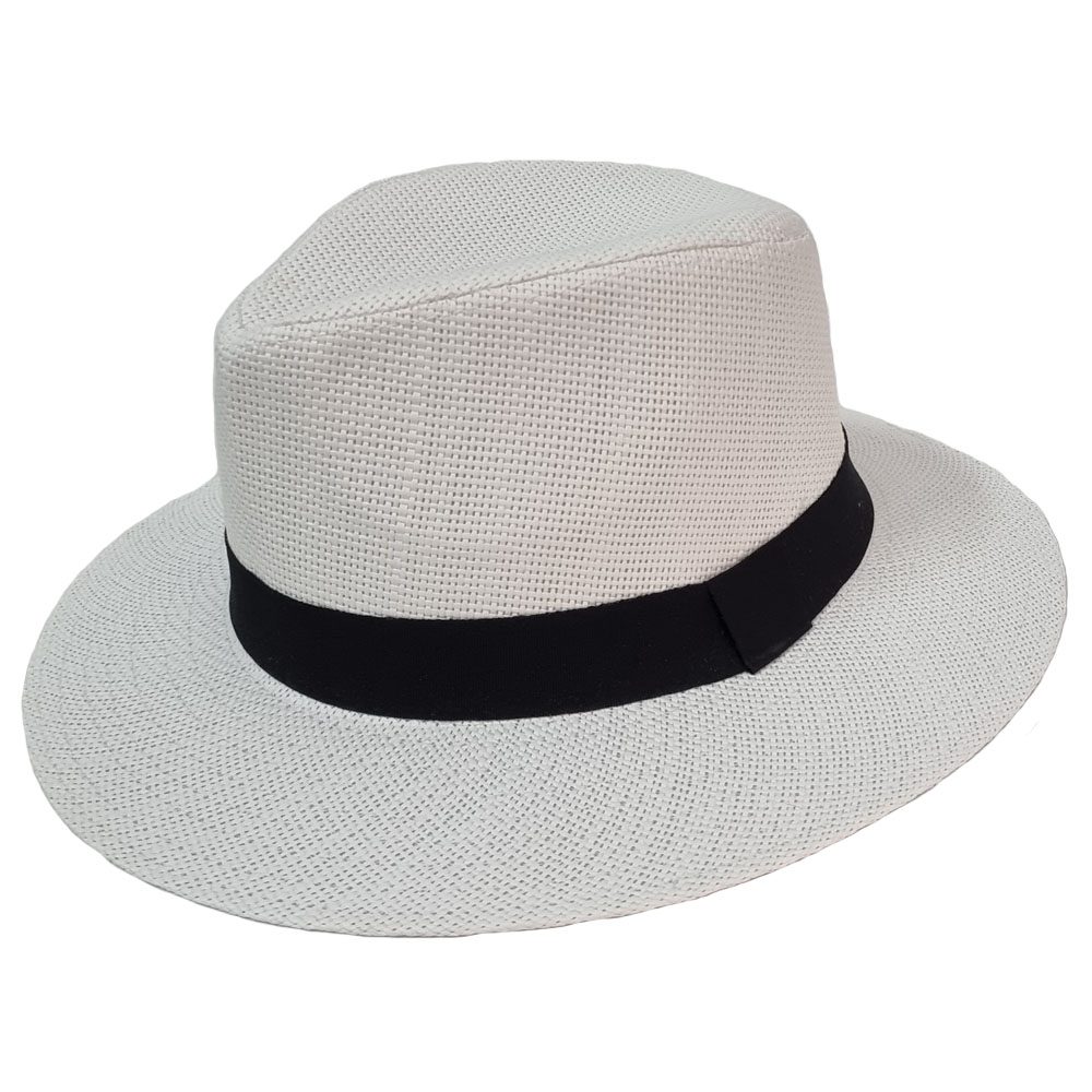 Λευκό Panama καπέλο με μαύρη κορδέλα