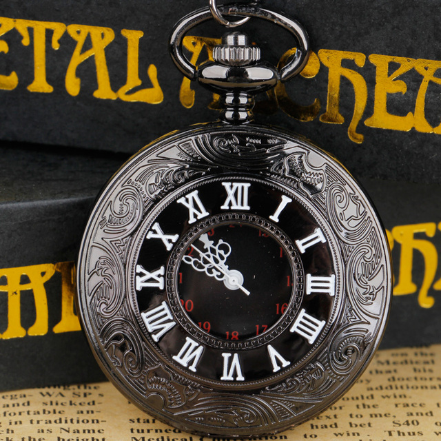 Ανδρικό Vintage Quartz ρολόι τσέπης μαύρο I