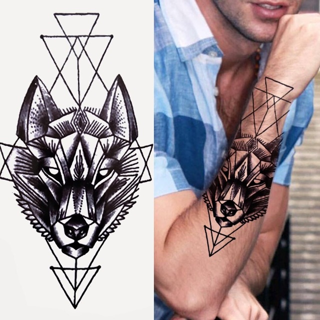 Ανδρικό αδιάβροχο προσωρινό τατουάζ μανίκι Λύκος II