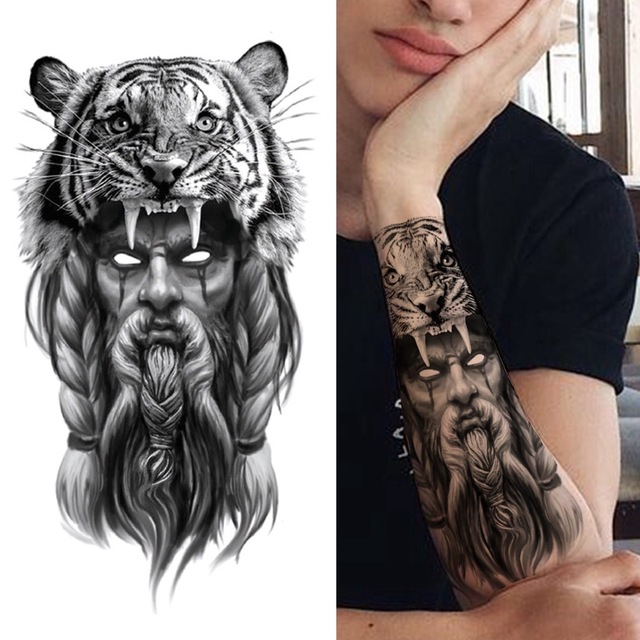 Ανδρικό αδιάβροχο προσωρινό τατουάζ μανίκι τίγρης I