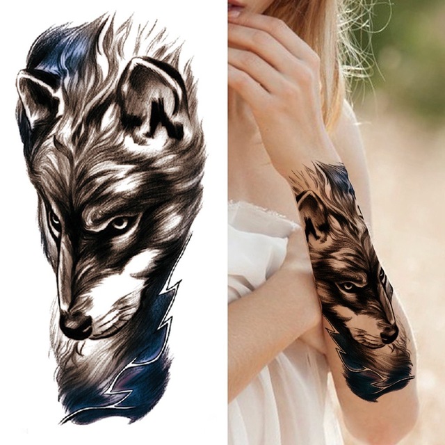 Ανδρικό αδιάβροχο προσωρινό τατουάζ μανίκι Λύκος I