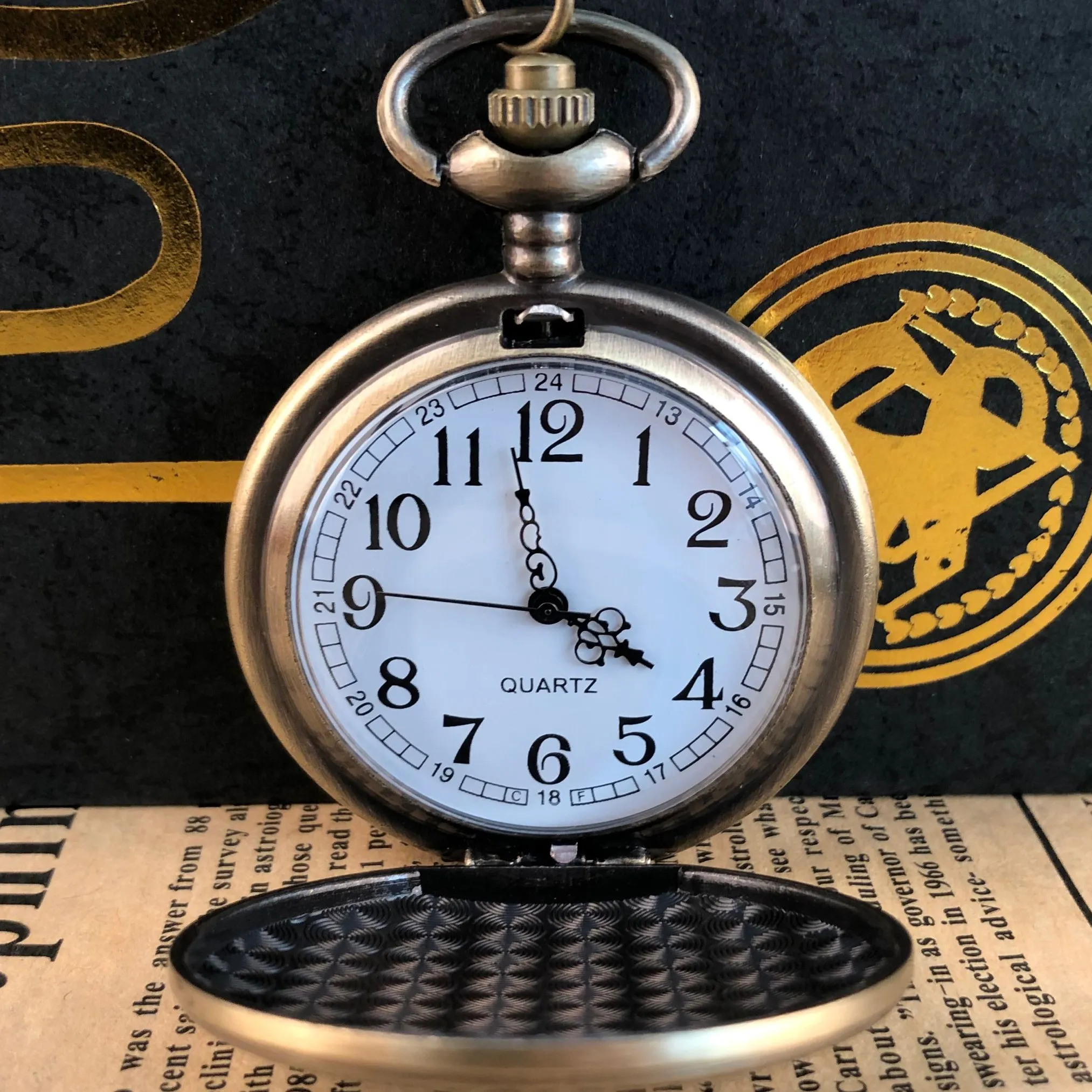 Ανδρικό Vintage Quartz ρολόι τσέπης χρυσό αντικέ III