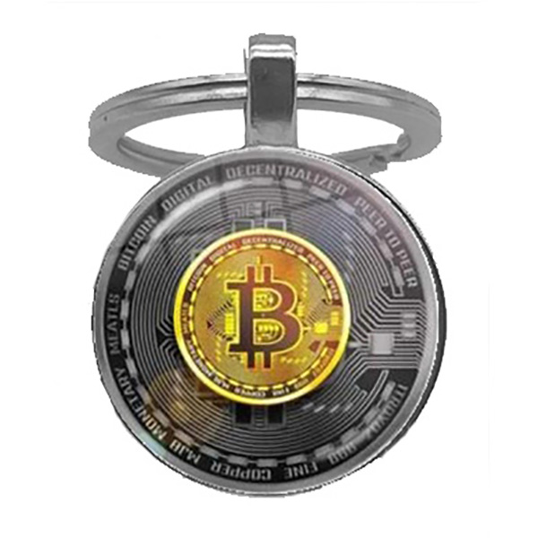 Ανδρικό ασημί μπρελόκ Bitcoin ασημί-χρυσό