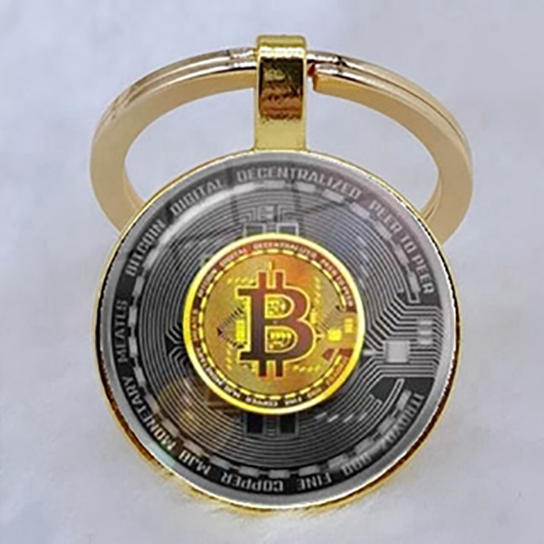 Ανδρικό ασημί μπρελόκ Bitcoin χρυσό-γκρι