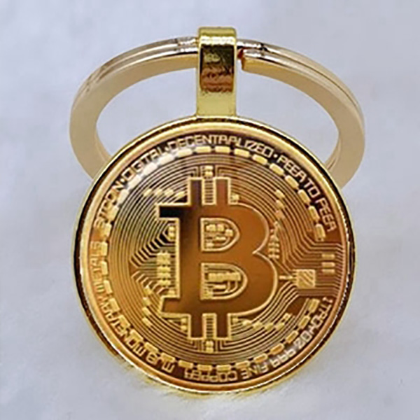 Ανδρικό ασημί μπρελόκ Bitcoin χρυσό