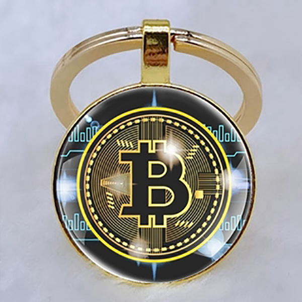 Ανδρικό ασημί μπρελόκ Bitcoin μπλε-χρυσό