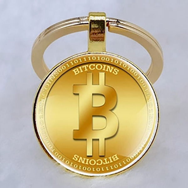 Ανδρικό ασημί μπρελόκ Bitcoin χρυσό I