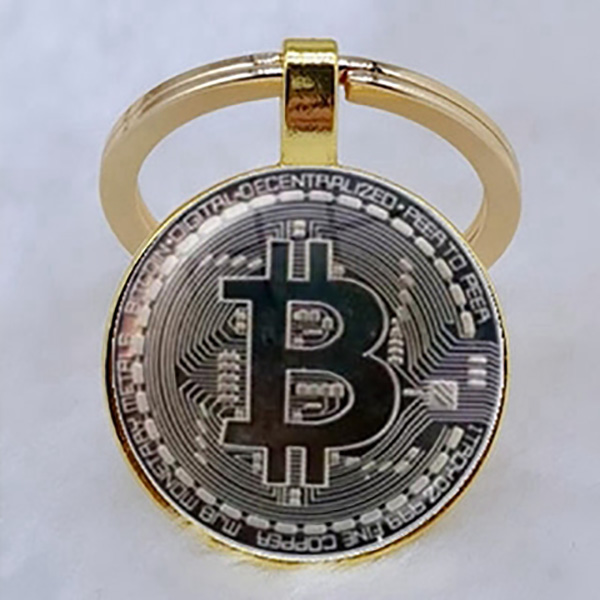 Ανδρικό μπρελόκ Bitcoin ασημί-χρυσό-μαύρο