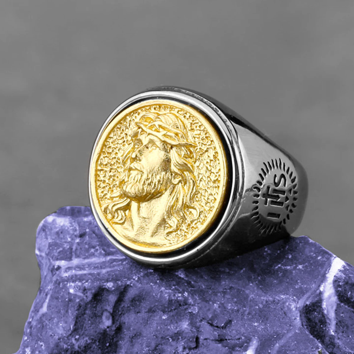 Ανδρικό δαχτυλίδι χρυσαφί Ιησούς