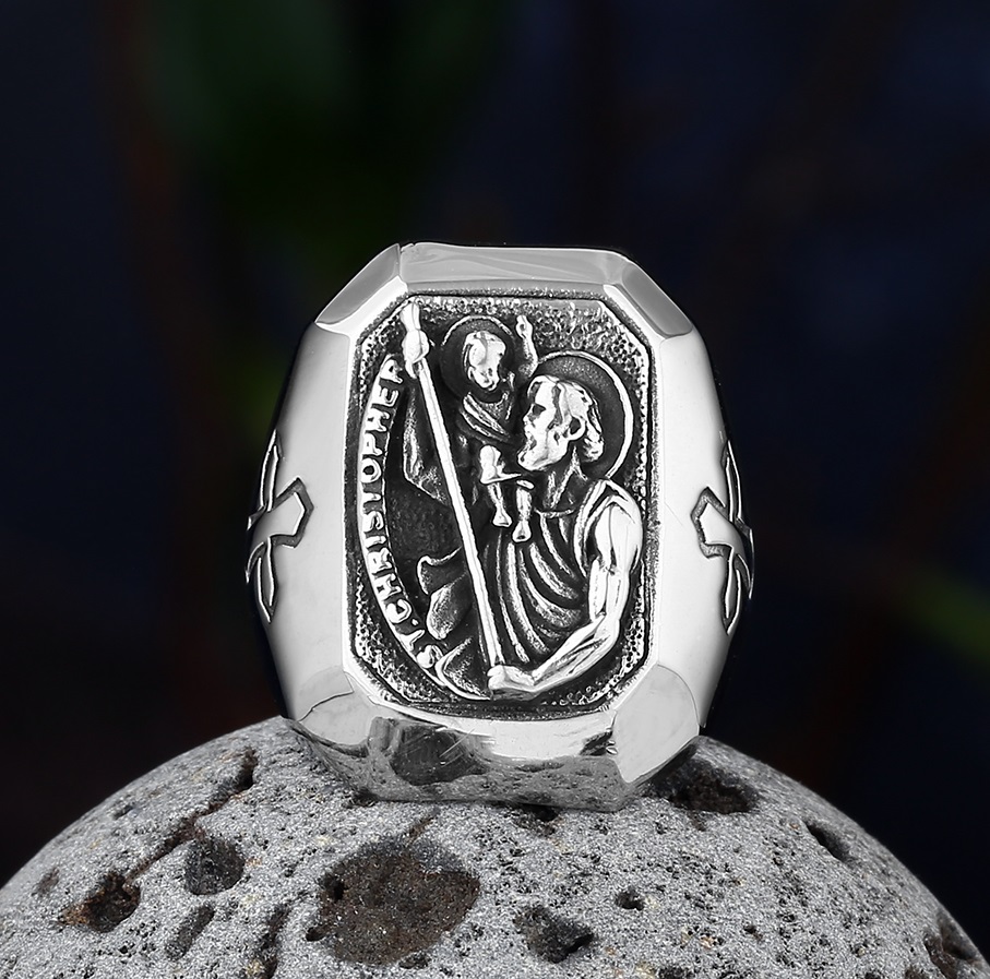 Ανδρικό vintage δαχτυλίδι ασημί Αβραάμ
