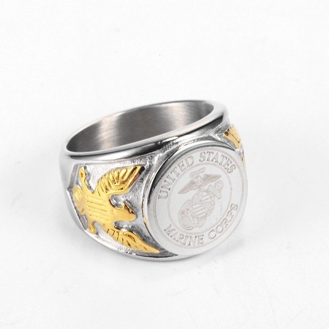 Ανδρικό δαχτυλίδι χρυσό ασημί US Marine Corps