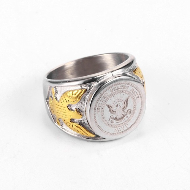 Ανδρικό δαχτυλίδι χρυσό ασημί US Navy