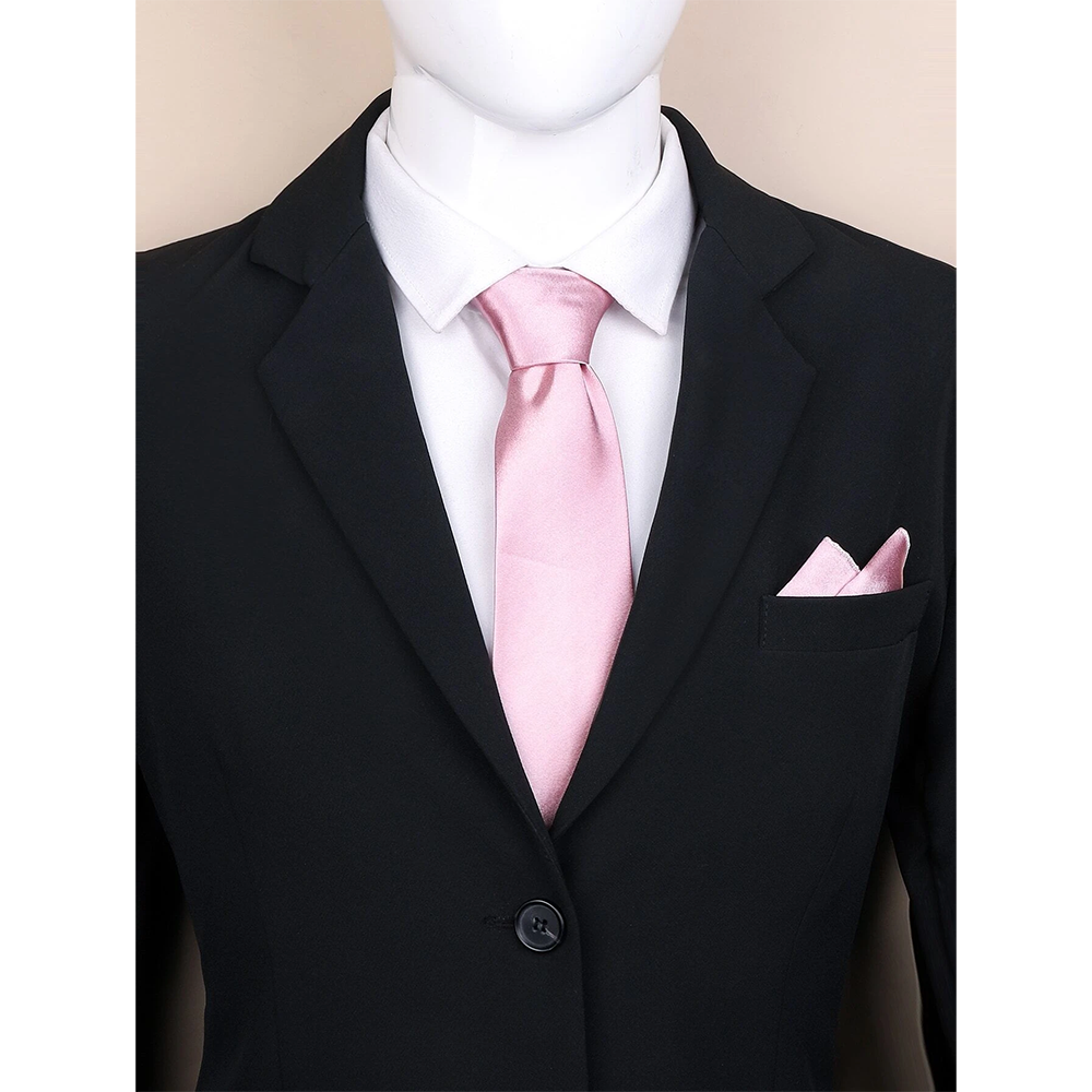 Σετ μεταξωτή γραβάτα μαντήλι απαλό ροζ