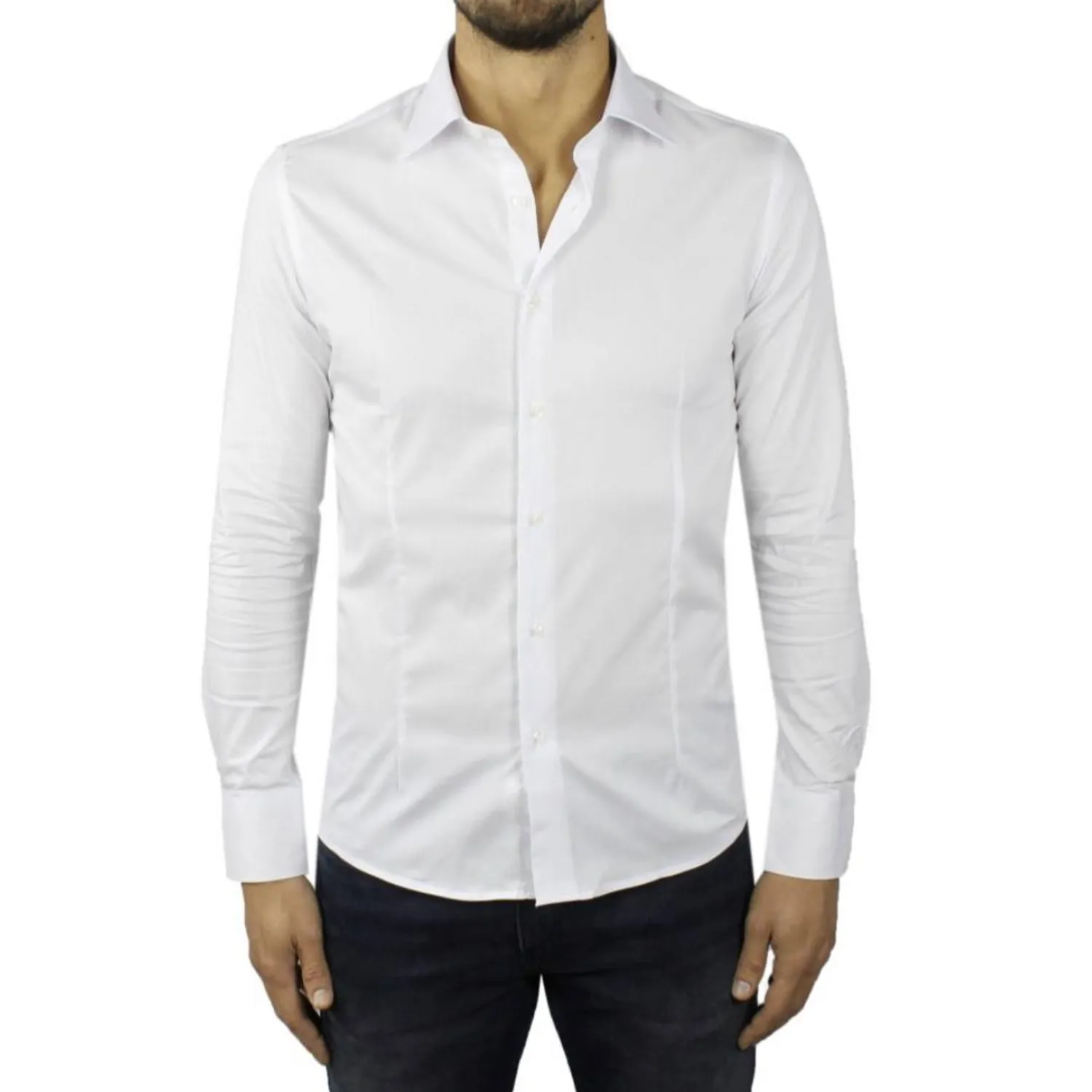 Ανδρικό μακρυμάνικο πουκάμισο μονόχρωμο λευκό