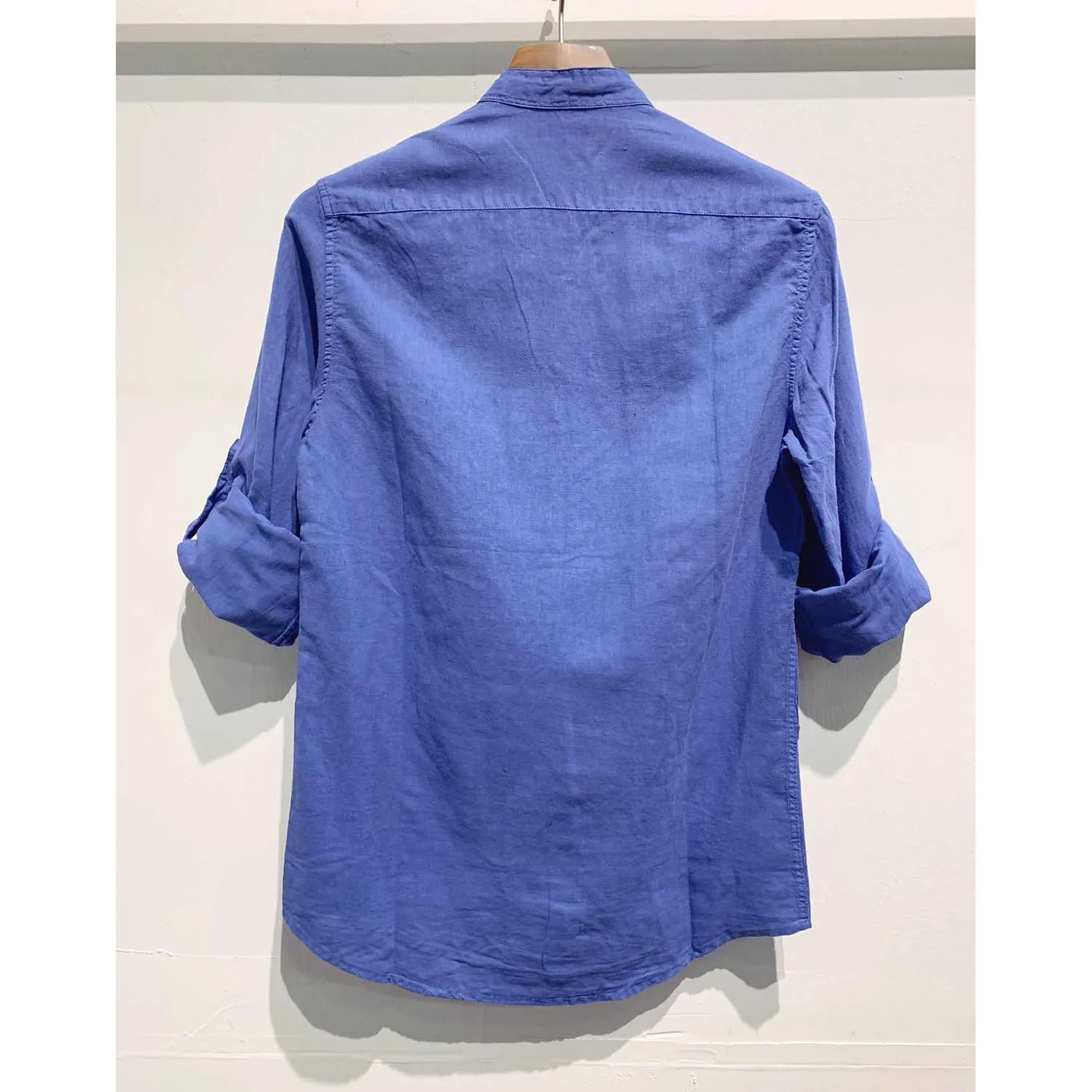 Ανδρικό μακρυμάνικο πουκάμισο λινό μπλε Ι
