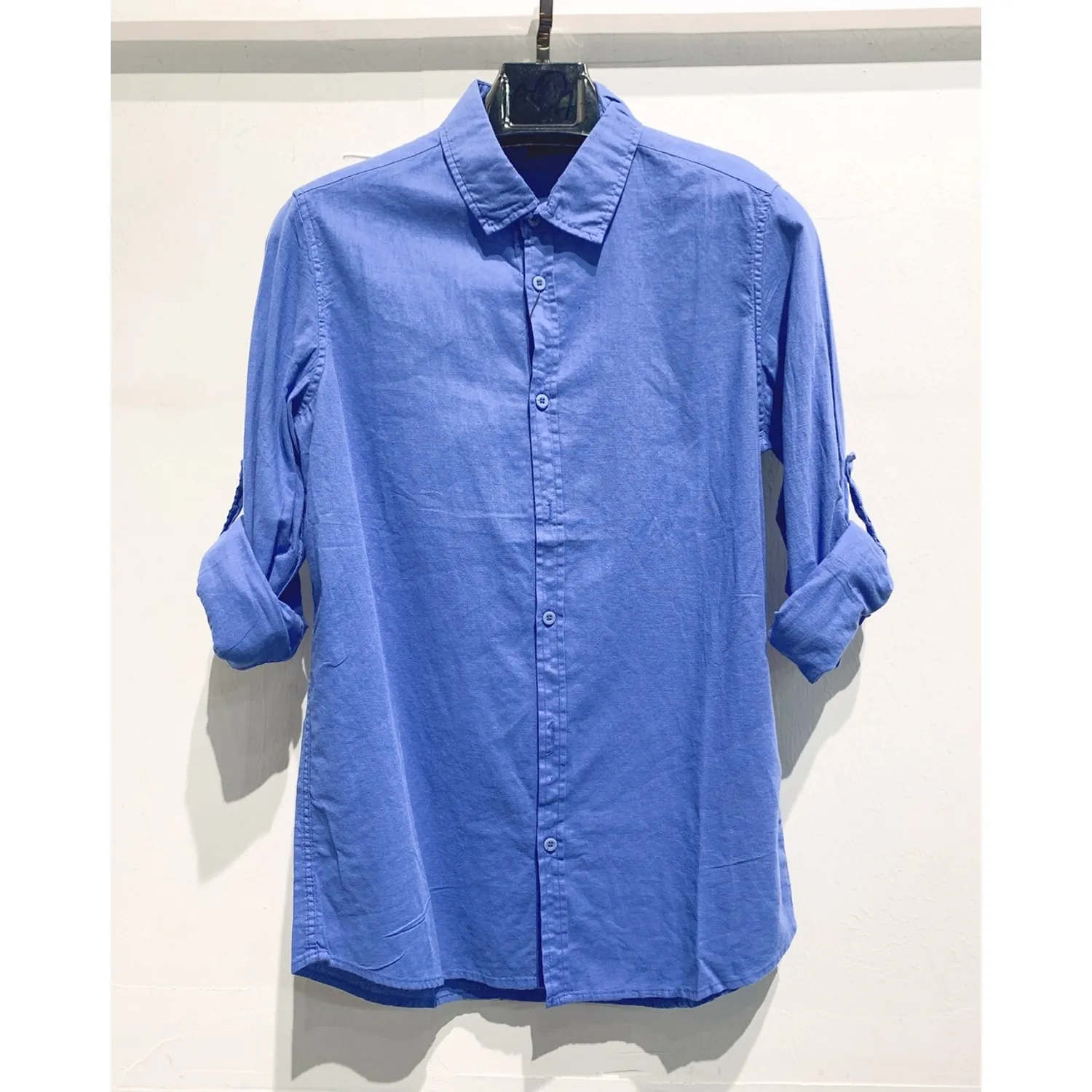 Ανδρικό μακρυμάνικο πουκάμισο λινό μπλε Ι