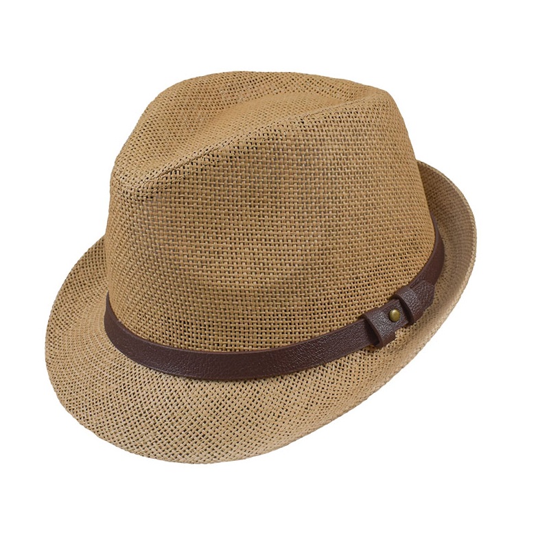 Ανδρικό καφέ καπέλο καβουράκι με λουράκι δερματίνη