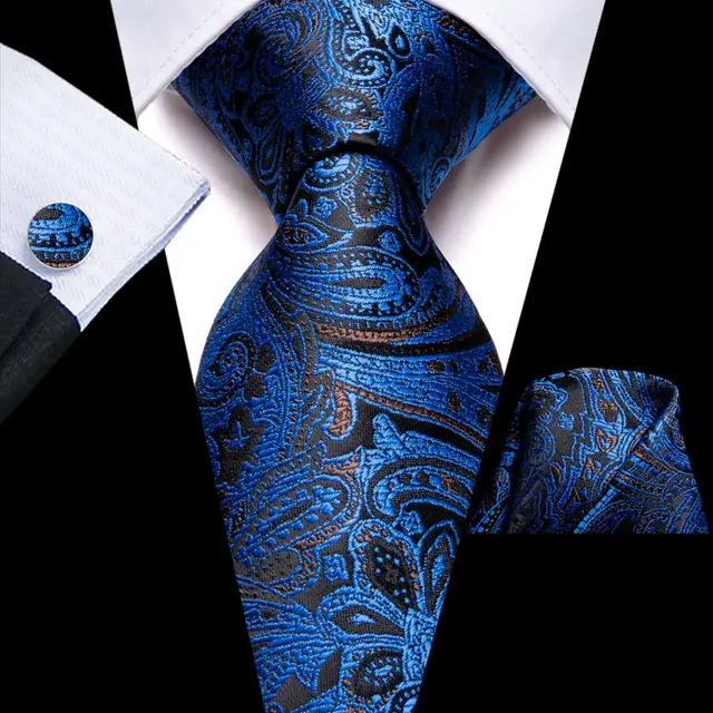 Σετ μεταξωτή γραβάτα μαντήλι μανικ/κουμπα ριγέ μπλε λαχούρια