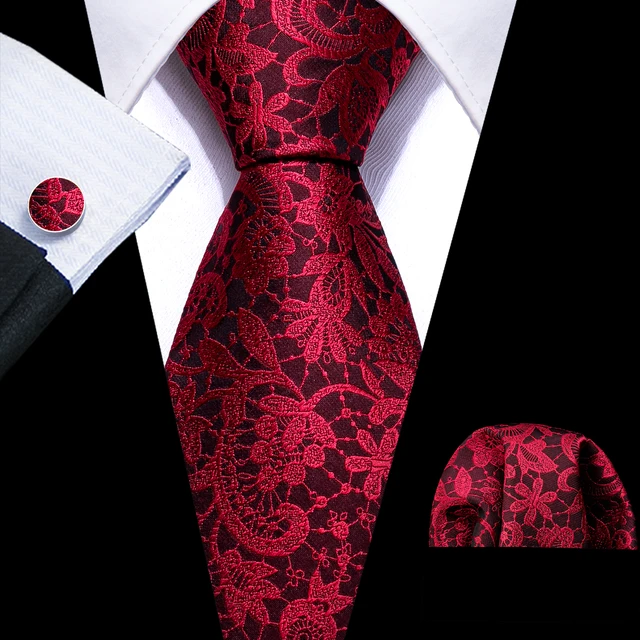 Σετ μεταξωτή γραβάτα μαντήλι μανικ/κουμπα κόκκινη λαχούρια