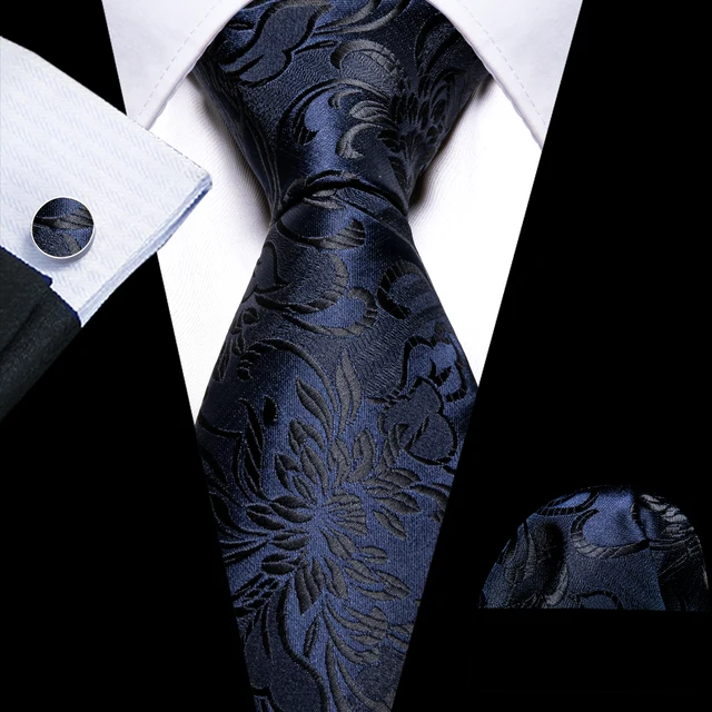 Σετ μεταξωτή γραβάτα μαντήλι μανικ/κουμπα navy blue λαχούρια