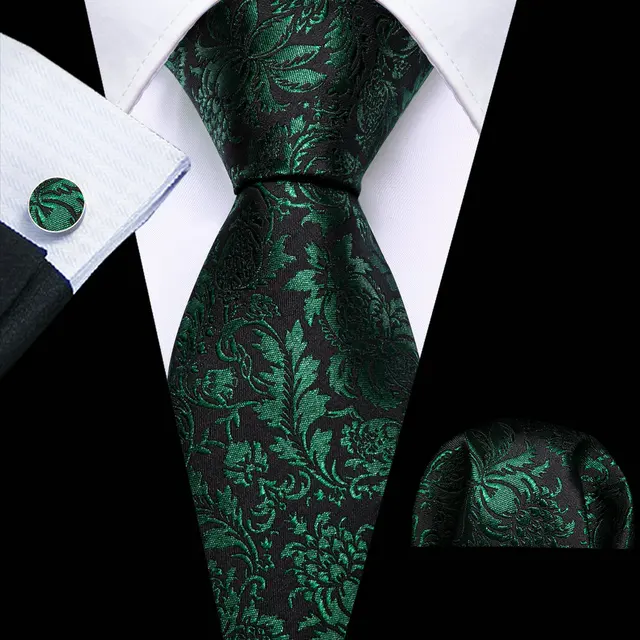 Σετ μεταξωτή γραβάτα μαντήλι μανικ/κουμπα πράσινη λαχούρια