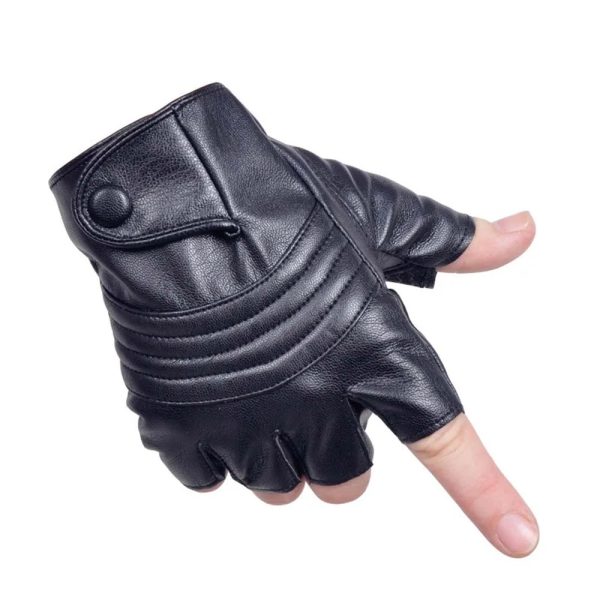Ανδρικά δερμάτινα γάντια μαύρα οδήγησης-αθλητικά half Finger