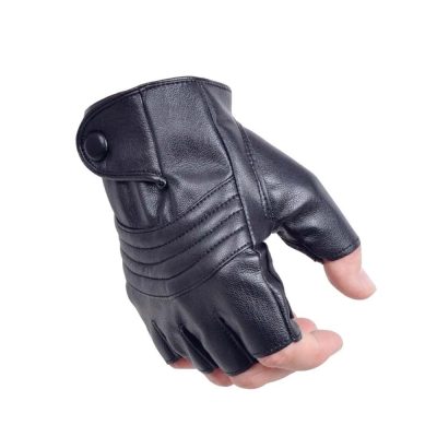 Ανδρικά δερμάτινα γάντια μαύρα οδήγησης-αθλητικά half Finger