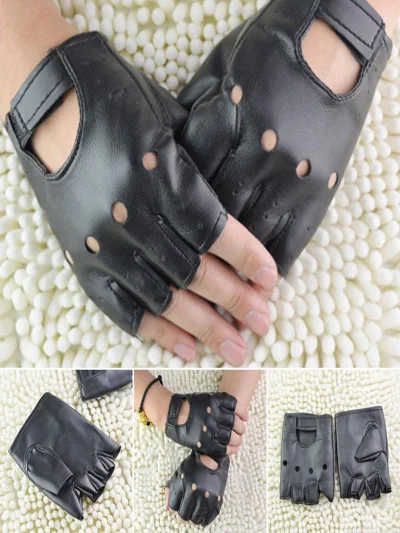 Ανδρικά δερμάτινα γάντια μαύρα οδήγησης half Finger