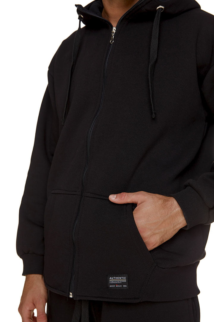Ανδρικό φούτερ ζακέτα με κουκούλα μαύρη