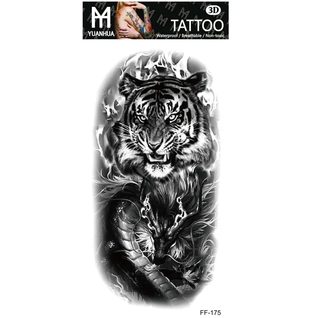 Ανδρικό αδιάβροχο προσωρινό τατουάζ Τίγρης-Φίδι