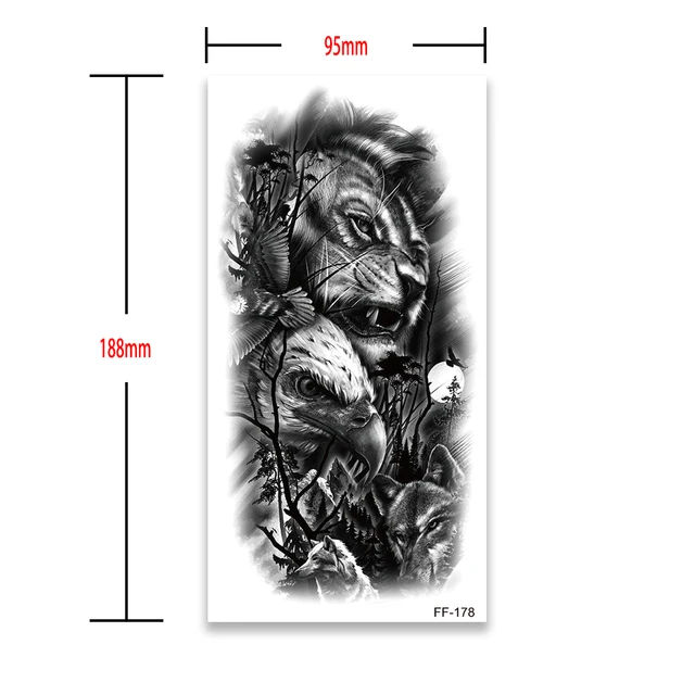 Ανδρικό αδιάβροχο προσωρινό τατουάζ Λιοντάρι-Γεράκι