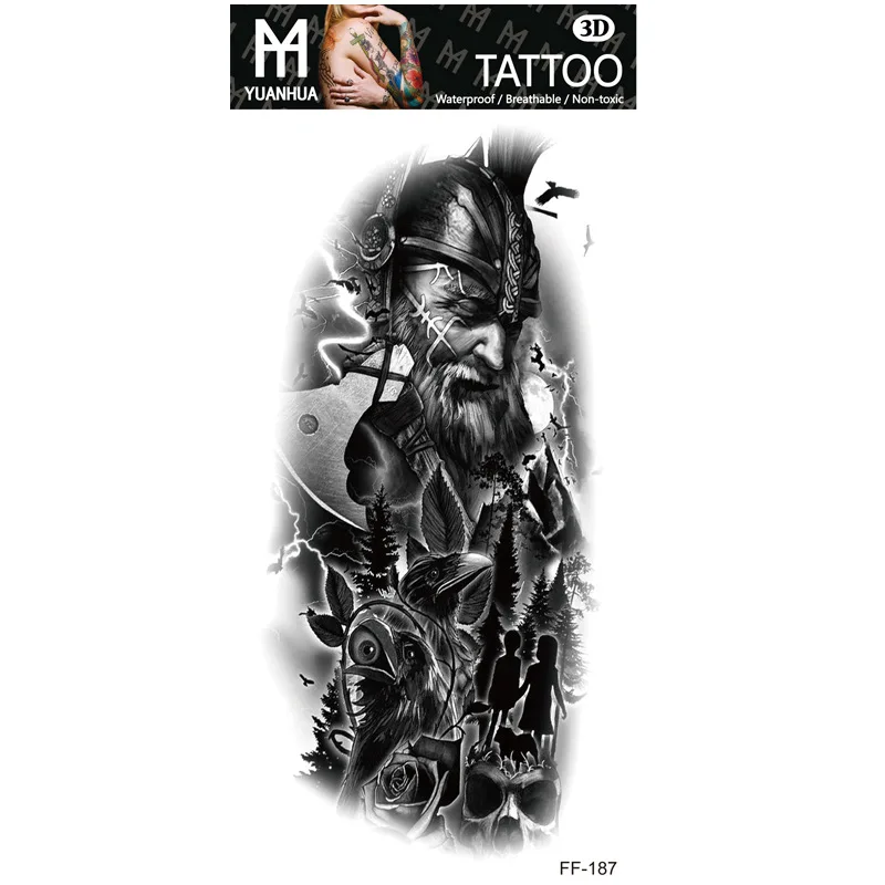 Ανδρικό αδιάβροχο προσωρινό τατουάζ Men with Axe