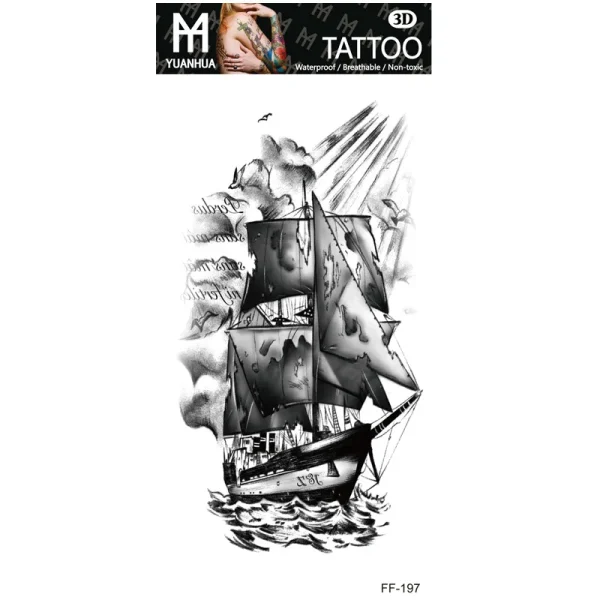 Ανδρικό αδιάβροχο προσωρινό τατουάζ Καράβι II