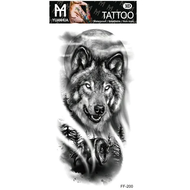 Ανδρικό αδιάβροχο προσωρινό τατουάζ Wolf Moon