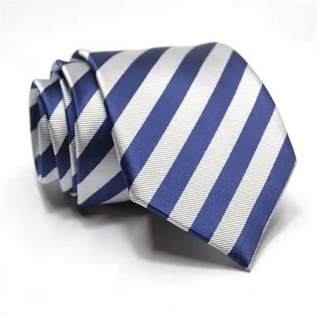 Επίσημη γραβάτα μπλε λευκή μεγάλες ρίγες