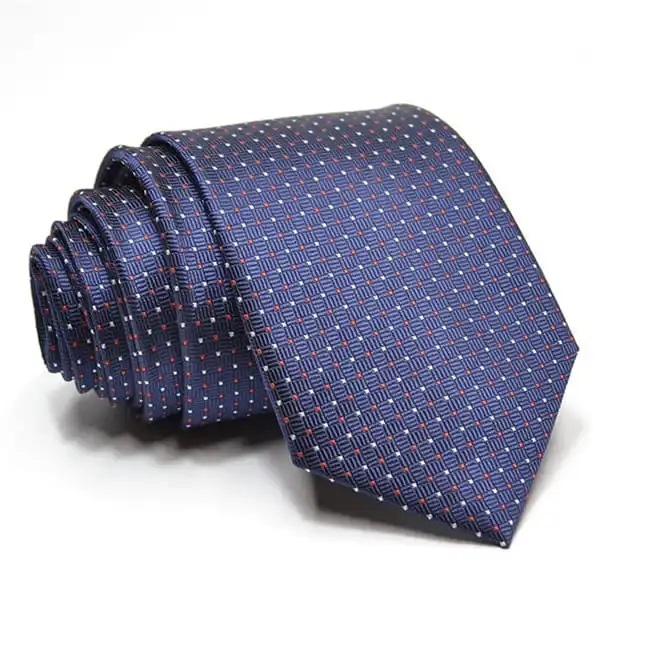 Επίσημη γραβάτα μπλε με λευκό κόκκινο πουά