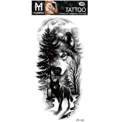 Ανδρικό αδιάβροχο προσωρινό τατουάζ Walking Wolf