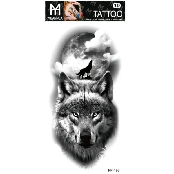 Ανδρικό αδιάβροχο προσωρινό τατουάζ Crying Wolf