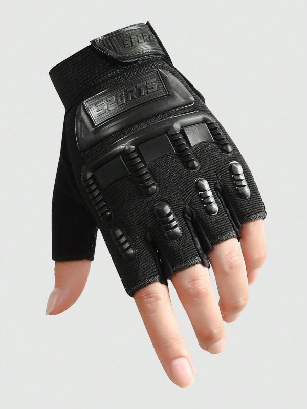 Ανδρικά υφασμάτινα μαύρα γάντια ποδηλασίας τύπου half finger