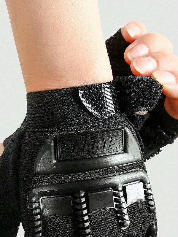 Ανδρικά υφασμάτινα μαύρα γάντια ποδηλασίας τύπου half finger