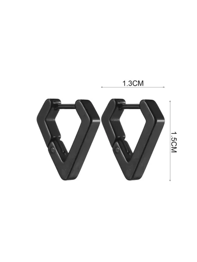Ανδρικό ατσάλινο σκουλαρίκι μαύρο τρίγωνο 1 τμχ