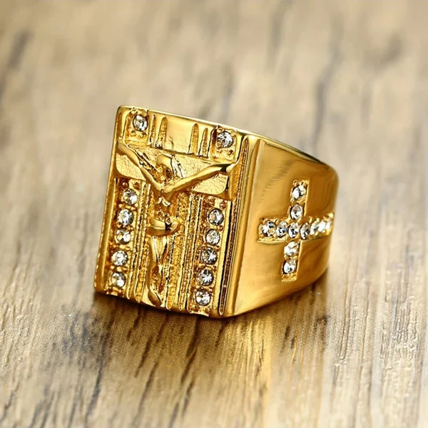 Ανδρικό δαχτυλίδι χρυσό εσταυρωμένος